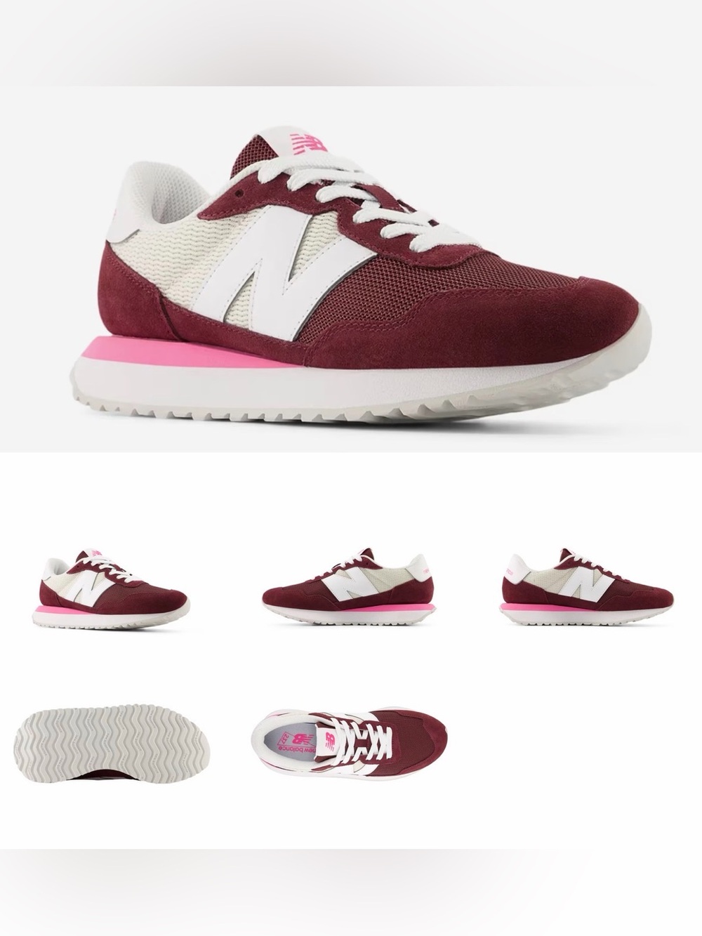 NWOT Women’s New Balance 237 Sneakers Burgundy/ Pink/ White Size 7 🩷🤍💜